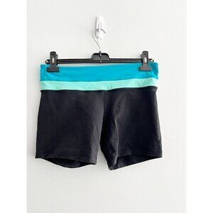 Lululemon - Biker Booty Shorts - Black/Green/Blue - Size Medium - Reversible